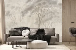 Fototapeta: Delikatny krajobraz lasu w beżach