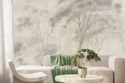 Fototapeta: Delikatny krajobraz lasu w beżach