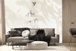 Fototapeta: Delikatny szkic baletnicy na jasnym tle