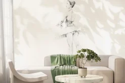 Fototapeta: Delikatny szkic baletnicy na jasnym tle