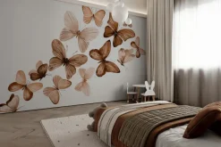 Fototapeta: Delikatny wzór z motylami w stylu akwareli na jasnym tle