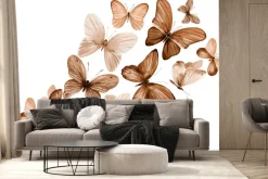 Fototapeta: Delikatny wzór z motylami w stylu akwareli na jasnym tle