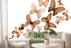 Fototapeta: Delikatny wzór z motylami w stylu akwareli na jasnym tle