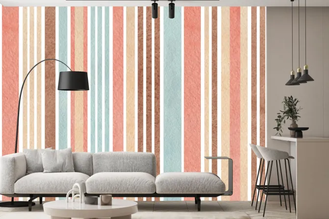 Fototapeta: Deseń w paski w stylu akwareli