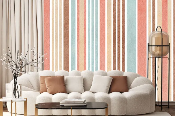 Fototapeta: Deseń w paski w stylu akwareli