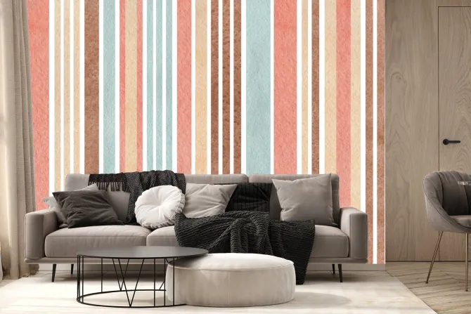 Fototapeta: Deseń w paski w stylu akwareli