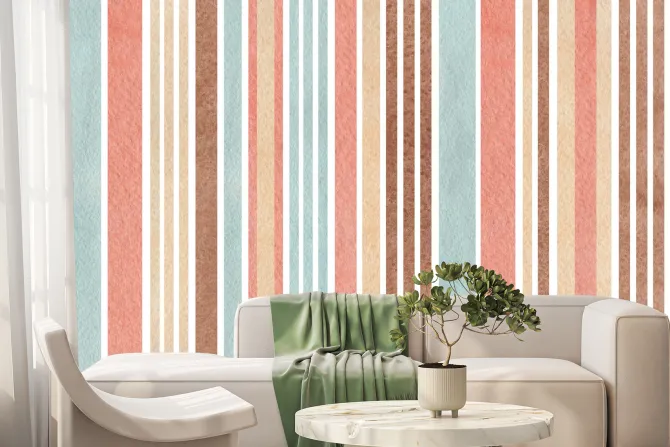 Fototapeta: Deseń w paski w stylu akwareli