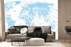 Fototapeta: Detailed world map blue colors