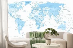 Fototapeta: Detailed world map blue colors