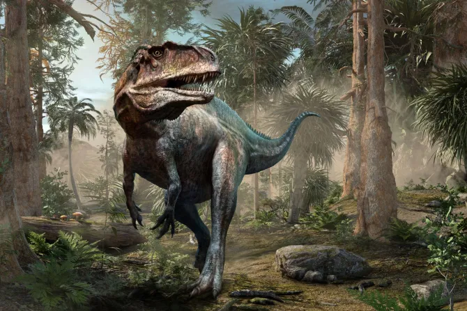 Fototapeta: Dinozaur w tropikalnej dżungli