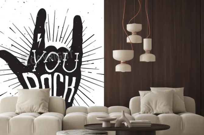 Fototapeta: Distressed czarno-biały plakat z napisem skały ręcznie z you