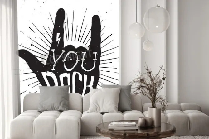 Fototapeta: Distressed czarno-biały plakat z napisem skały ręcznie z you