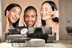 Fototapeta: Diversity, woman and beauty portrait with cream for facial skincare