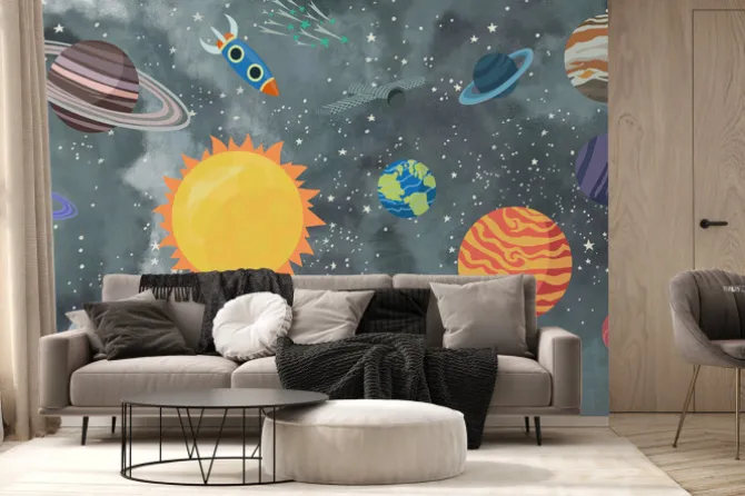 Fototapeta: Dla dzieci kolorowe planety w kosmosie