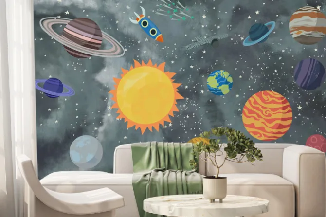 Fototapeta: Dla dzieci kolorowe planety w kosmosie