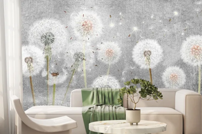 Fototapeta: Dmuchawce na betonowym tle