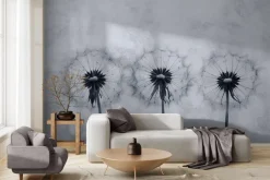 Fototapeta: Dmuchawce na szarym betonowym tle