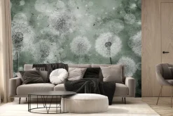 Fototapeta: Dmuchawce na zielonym tle