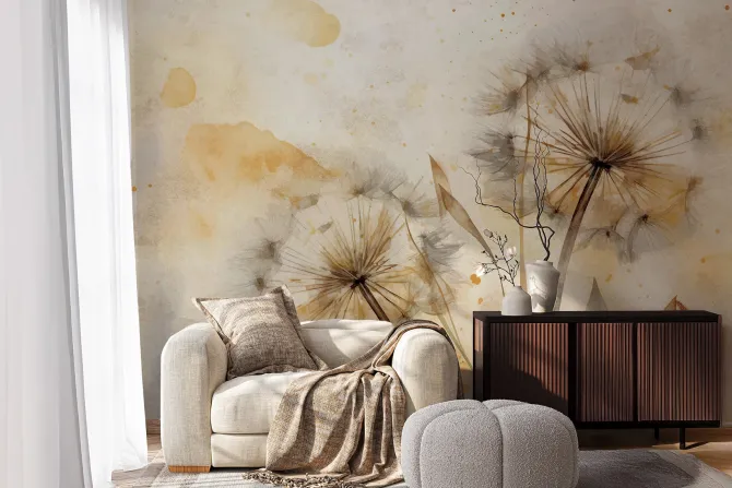 Fototapeta: Dmuchawce w delikatnej akwareli