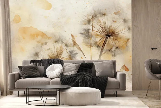 Fototapeta: Dmuchawce w delikatnej akwareli