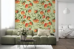 Fototapeta: Dojrzałe pomarańcze z kwiatami