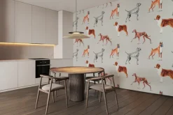 Fototapeta: Dostojne psy akwarela ilustracja na szarym tle