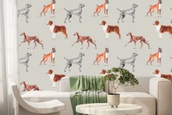 Fototapeta: Dostojne psy akwarela ilustracja na szarym tle