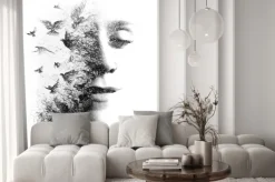 Fototapeta: Double exposure portrait of an elegant woman with closed eyes