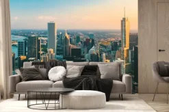 Fototapeta: Downtown chicago cityscape skyscrapers skyline at sunset