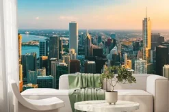 Fototapeta: Downtown chicago cityscape skyscrapers skyline at sunset