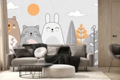 Fototapeta: Drawing with animals. wallpaper for the childrens room. photo
