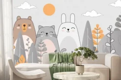 Fototapeta: Drawing with animals. wallpaper for the childrens room. photo