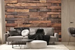 Fototapeta: Drewniane cegły tekstura ciemnego drewna tło