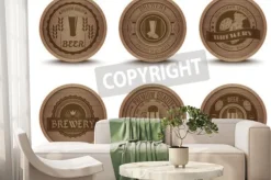 Fototapeta: Drewniany dom w stylu retro piwo emblematy napojów kroplówki