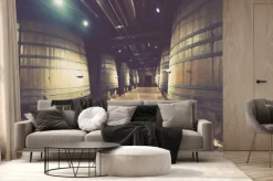 Fototapeta: Drewnianych beczkach w starym piwnicy