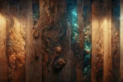 Fototapeta: Drewno z niebieską żywicą
