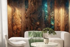 Fototapeta: Drewno z niebieską żywicą