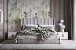 Fototapeta: Drzewa bambusa z liśćmi we mgle