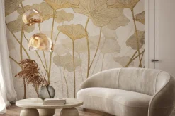 Fototapeta: Duże liście na teksturowym tle w stylu glamour