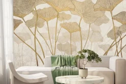 Fototapeta: Duże liście na teksturowym tle w stylu glamour