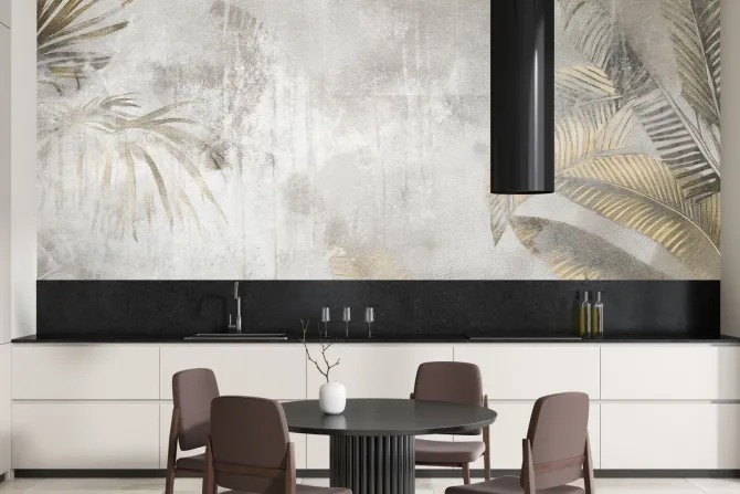 Fototapeta: Duże tropikalne liście palmy w stylu loft