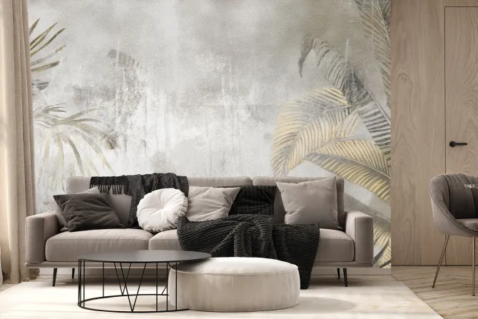 Fototapeta: Duże tropikalne liście palmy w stylu loft