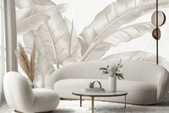 Fototapeta: Duże tropikalne liście w beżu