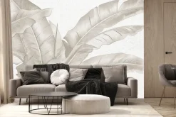 Fototapeta: Duże tropikalne liście w beżu