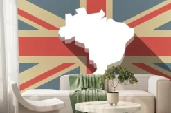 Fototapeta: Długi cień uk flag ikona z mapą brazylia