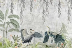 Fototapeta: Dżungla tropikalne rośliny i czaple