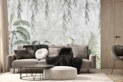 Fototapeta: Dżungla tropikalne rośliny i czaple