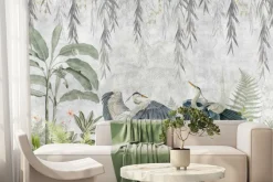 Fototapeta: Dżungla tropikalne rośliny i czaple