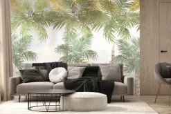 Fototapeta: Dżungla z egzotycznymi palmami i małpami
