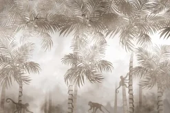 Fototapeta: Dżungla z egzotycznymi palmami i małpami